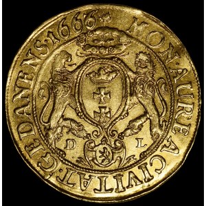 Jan II Kazimierz, Dukat 1666/3 DL, Gdańsk - rzadki i piękny