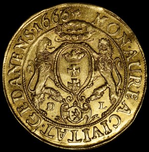 John II Casimir, Ducat 1666/3 DL, Gdansk - rare and beautiful