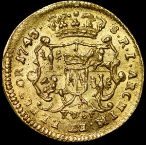August III Sas, ¼ ducat 1743 FWóF, Dresden
