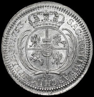 August III Sas, Sixpence 1753, Leipzig - denomination Sz - Ex. Potocki