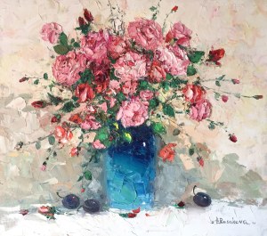 Tetiana RUSAKOVA (b. 1952), Still life with pink roses, 2025