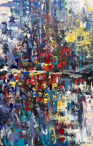 Mariola SWIGULSKA (b. 1961), City lights in summer rain, 2025