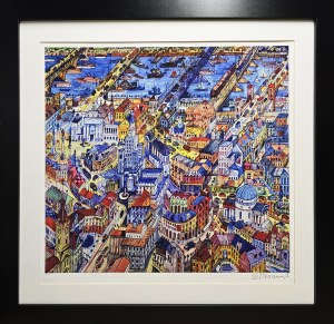 Edward Dwurnik (1943 - 2018), Bridge on the Vistula and Palace of Culture from the series 