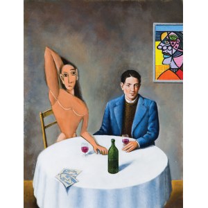 Rafał Olbiński (1943) „Picasso at the Lapin Agile” limitowana inkografia B4 ze studia OLBIŃSKI I/XX