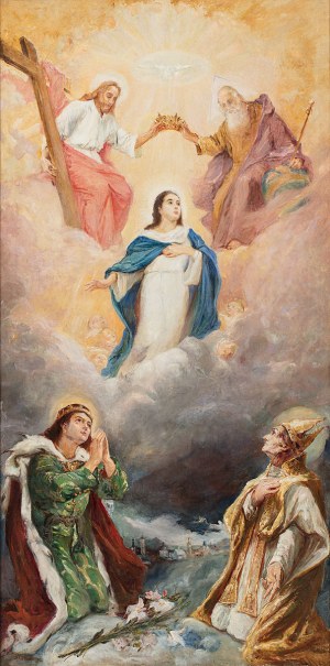 Stanislaw Kaczor-Batowski (1866-1946), Coronation of Mary with Saint Casimir and Blessed James Strzemia, 1902