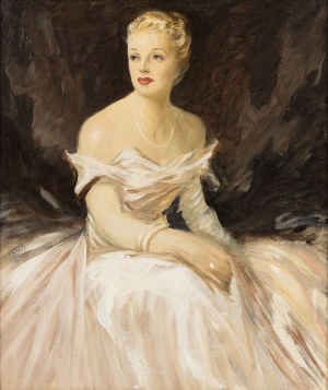 Stefan Julius Norblin de la Gourdaine (1892-1952), Portrait of a woman in an evening gown