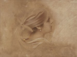 Piotr Stachiewicz (1858-1938), Odalisque with a pearl earring