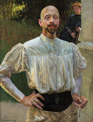 Jacek Malczewski (1854-1929), Self-portrait with brush in hand, 1906