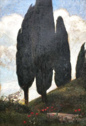 Zephyrin Ćwikliński (1871-1930), Cypresses on the Via Appia in Rome, ca. 1898-1899
