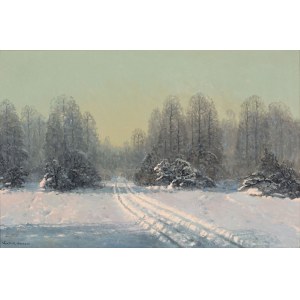 Wiktor Korecki (1890 -1980), Pejzaż zimowy z drogą