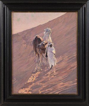 Adam Styka (1890-1959), Camels in the dunes of the desert, before 1926 (Camels among the dunes of the Sahara, Road through the desert)
