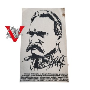 Jozef Pilsudski death anniversary, large leaflet, Solidarity , Martial Law