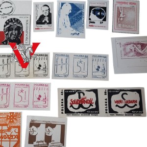 Fighting Solidarity, Martial Law, Set of Stamps / Bricks, Underground Post Office, 15 pieces