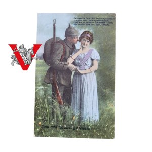 Zaloty Żołnierza, Propagandowa Karta, Feldpost z Frontu 1917 r, Stemple
