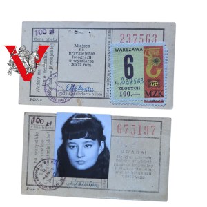 Warszawa, Dwa bilety miesięczne MZK, lata 70, z dopłatą, Elżbieta Hetman, Dzwiękowiec w Filmach