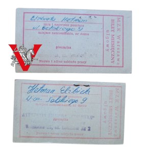 Warsaw, Two MZK monthly tickets, 1970s, with surcharge, Elżbieta Hetman, Bell in the Movies