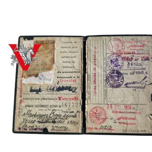 II RP, PKP, Railway Identity Card , 1938, extended after the war, Warsaw