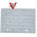 GG Okupacja, Warszawa, Wilchta pow Garwolin, Kartka wysłana przez dziecko do rodziny, 1943, CIEKAWA