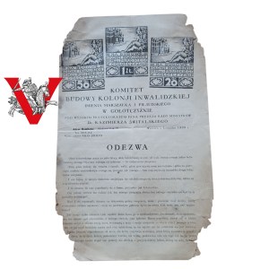 II RP, Cegiełki i Odezwa, Budowa Koloni Inwalidzkiej im. Piłsudskiego, Gołtoczyzna, 1929 r
