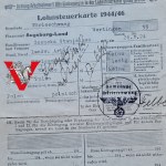 Third Reich, Occupation, Stanisława Sosenka, Forced Laborer, Tax Card, 1944, Confirmed after the War by Polish Authorities