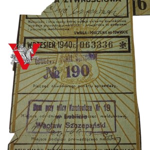 GG, Occupation, Lublin,,, Food Card 1940