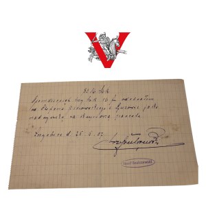 Receipt for receipt of payment - Rybnik, 1907. Jozef Sulczewski, 86 Marek