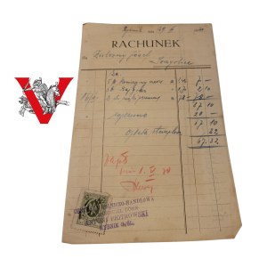 Centrala Rolniczo Handlowa, owner of the estate Antoni Piotrowski, Rybnik 1930, Bill for Materials, Szczyrbiec Jan Zielazny