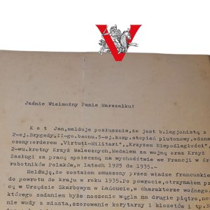 Jan Kot, Kawaler Virtuti Militari, 3 Pułk Legionów, List do Marszałka Rydza-Śmiłego, DONOS, Łańcut 19399