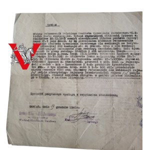 Gdansk - Evacuation Legitimation of the Polish Committee of National Liberation 1945 - repatriation from Vilnius, Zygmunt Witkowski