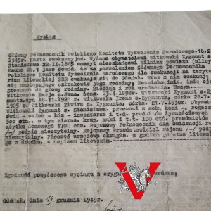 Gdansk - Evacuation Legitimation of the Polish Committee of National Liberation 1945 - repatriation from Vilnius, Zygmunt Witkowski