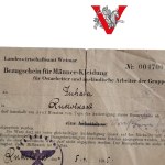 Legitymacja / Bon - Polak Ostarbeiter - 1945 - dokument dla robotnika przymusowego III Rzeszy