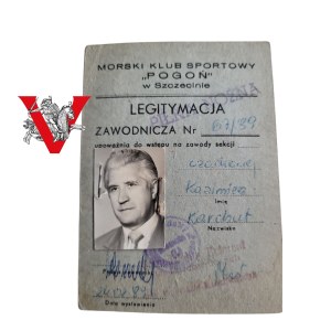 Szczecin - Legitymacja zawodnicza Morskiego Klubu Sportowego „Pogoń” z lat 80.-90., Kazimierz Karbut