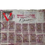 Wielkopolska Centrala Żarówek 1923 r, List Przewozowy , około 70 ZNACZKÓW opłaty 1000 i 500 Marek Polskich.