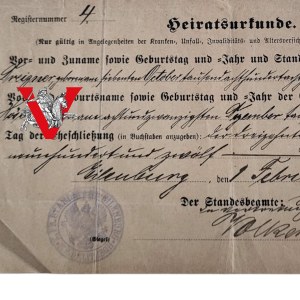 Lubin Luben (Silesia) - Heiratsurkunde marriage certificate, 1915.