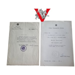 1975-1976 - Zestaw dwóch oryginalnych dokumentów urzędowych dotyczących nadania obywatelstwa polskiego obywatelowi ZSRR - sucha pieczęć, RZADKIE