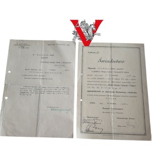 Gdańsk 1947-1948 - Polska Poczta Telegraf i Telefon - 2 dyplomy jednej osoby - awans i egzamin służbowy