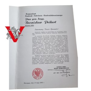 Diploma - General Staff of the Polish Army, Brig. Gen. Bronislaw Peikert, signature of Maj. Gen. Lech Konopka, 2002.
