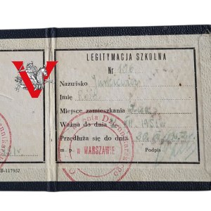 School pass from the Journalism Training Center in Warsaw - 1951