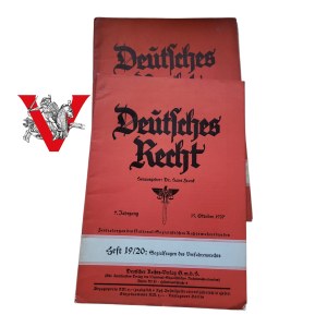 Hans Frank - Deutsches Recht, NSDAP czasopismo III Rzeszy, 1937, dwa numery