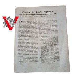 Dokument synodu w Rügenwalde (Darłowo) - Pomorze, 1849 , Słupsk Stolp