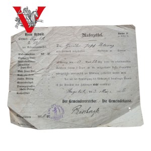 Wezwanie podatkowe Kreis Rybnik - Gołkowice (Gaschütz) 1918