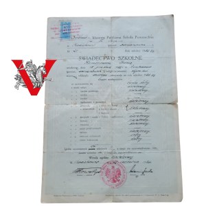 II RP, School Certificate , Chodaków district of Sochaczew, 1937