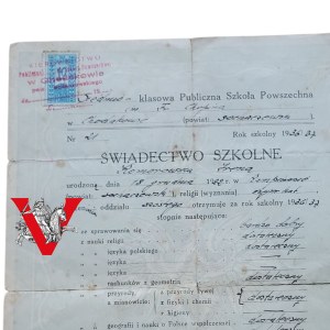 II RP, School Certificate , Chodaków district of Sochaczew, 1937