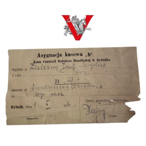 Rybnik, Assignment for 29 zloty, 1931, Jozef Zielazny, Szczerbice