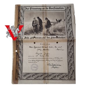 Glogow, Diploma of confirmation - 1926, Evangelical certificate