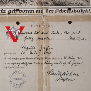 Glogow, Diploma of confirmation - 1926, Evangelical certificate