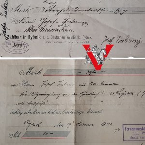 Rybnik, two interesting checks, one name, 1913 and 1914
