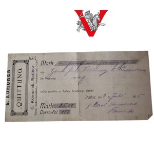 Racibórz, G.Komorek, Czek 25 Marek 1915 r