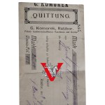 Racibórz, G.Komorek, Czek 25 Marek 1915 r