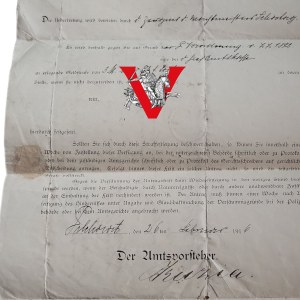 Official summons Pilchowice 1916 - World War I official document, Upper Silesia